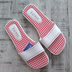 Ralph Lauren White Gingham Slides Size 7B